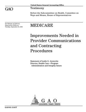 Medicare: Improvements Needed in Provider Communications and Contracting Procedures