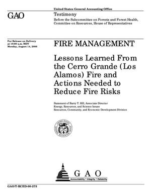Fire Management: Lessons Learned From the Cerro Grande (Los Alamos) Fire and Actions Needed to Reduce Fire Risks