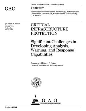 Critical Infrastructure Protection: Significant Challenges in Developing Analysis, Warning, and Response Capabilities
