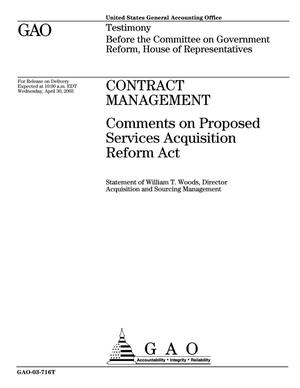 Contract Management: Comments on Proposed Services Acquisition Reform Act