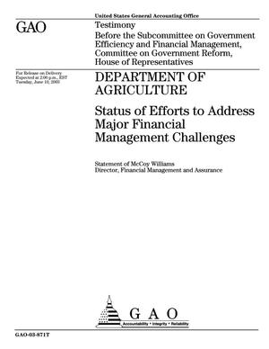 Department of Agriculture: Status of Efforts to Address Major Financial Management Challenges