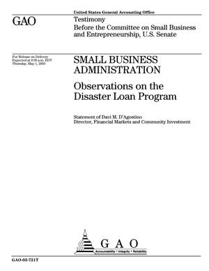 Small Business Administration: Observations on the Disaster Loan Program