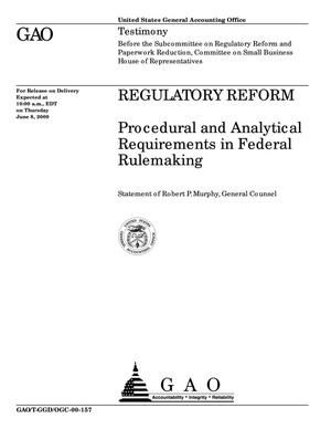 Regulatory Reform: Procedural and Analytical Requirements in Federal Rulemaking