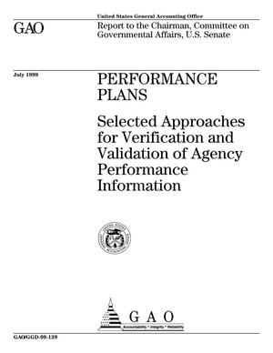 Performance Plans: Selected Approaches for Verification and Validation of Agency Performance Information