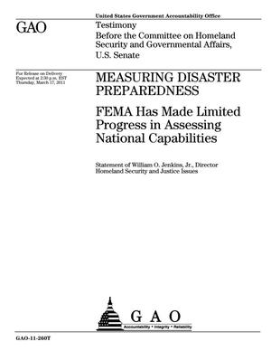 Measuring Disaster Preparedness: FEMA Has Made Limited Progress in Assessing National Capabilities