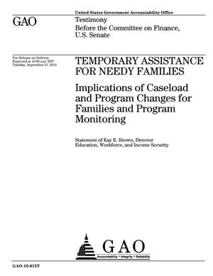 Temporary Assistance for Needy Families: Implications of Caseload and Program Changes for Families and Program Monitoring