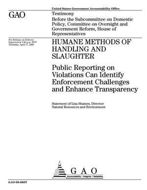 Humane Methods of Handling and Slaughter: Public Reporting on Violations Can Identify Enforcement Challenges and Enhance Transparency