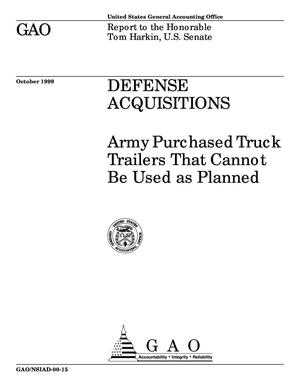 Defense Acquisitions: Army Purchased Truck Trailers That Cannot be Used as Planned