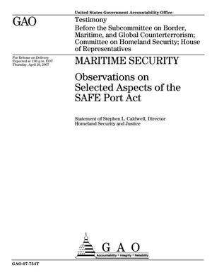 Maritime Security: Observations on Selected Aspects of the SAFE Port Act