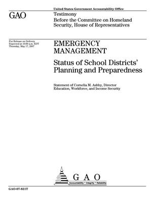 Emergency Management: Status of School Districts' Planning and Preparedness