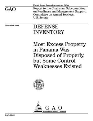 Defense Inventory: Most Excess Property in Panama Was Disposed of Properly, but Some Control Weaknesses Existed