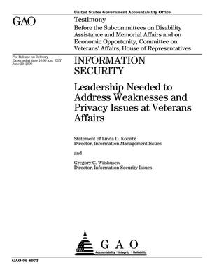 Information Security: Leadership Needed to Address Weaknesses and Privacy Issues at Veterans Affairs