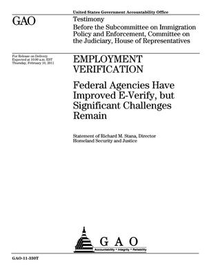 Employment Verification: Federal Agencies Have Improved E-Verify, but Significant Challenges Remain