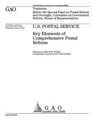 U.S. Postal Service: Key Elements of Comprehensive Postal Reform