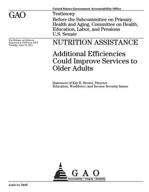 Nutrition Assistance: Additional Efficiencies Could Improve Services to Older Adults