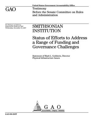 Smithsonian Institution: Status of Efforts to Address a Range of Funding and Governance Challenges