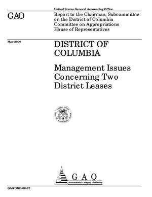 District of Columbia: Management Issues Concerning Two District Leases