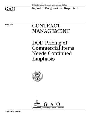 Contract Management: DOD Pricing of Commercial Items Needs Continued Emphasis