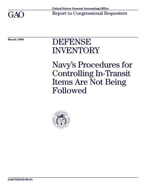 Defense Inventory: Navy's Procedures for Controlling In-Transit Items Are Not Being Followed