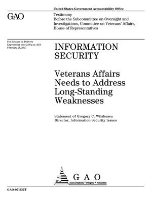 Information Security: Veterans Affairs Needs to Address Long-Standing Weaknesses
