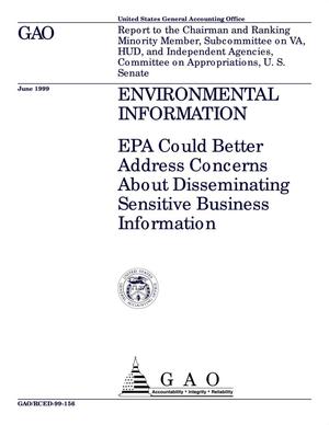Environmental Information: EPA Could Better Address Concerns About Disseminating Sensitive Business Information