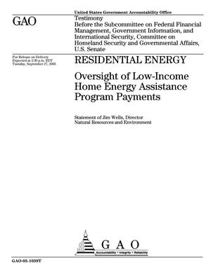 Residential Energy: Oversight of Low-Income Home Energy Assistance Program Payments