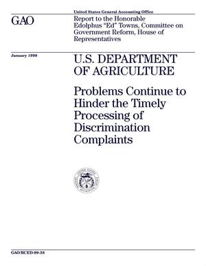 U.S. Department of Agriculture: Problems Continue to Hinder the Timely Processing of Discrimination Complaints