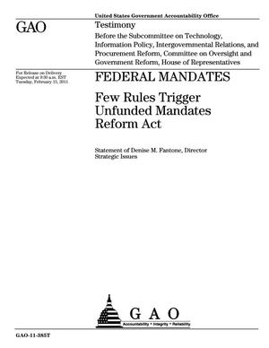 Federal Mandates: Few Rules Trigger Unfunded Mandates Reform Act
