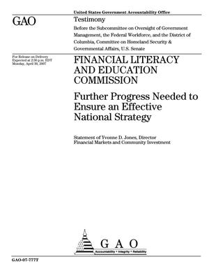 Financial Literacy and Education Commission: Further Progress Needed to Ensure an Effective National Strategy