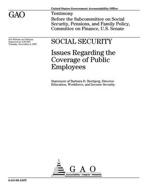 Social Security: Issues Regarding the Coverage of Public Employees