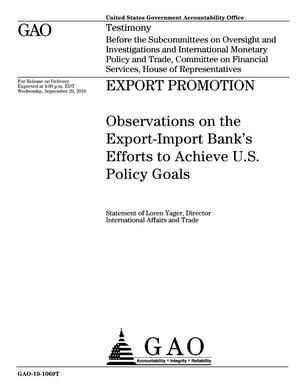 Export Promotion: Observations on the Export-Import Bank's Efforts to Achieve U.S. Policy Goals