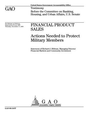 Financial Product Sales: Actions Needed to Protect Military Members