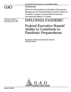 Influenza Pandemic: Federal Executive Boards' Ability to Contribute to Pandemic Preparedness