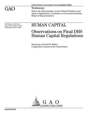 Human Capital: Observations on Final DHS Human Capital Regulations