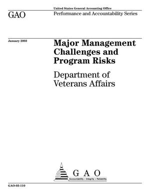 Major Management Challenges and Program Risks: Department of Veterans Affairs