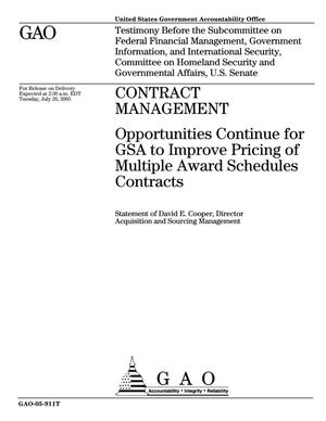 Contract Management: Opportunities Continue for GSA to Improve Pricing of Multiple Award Schedules Contracts