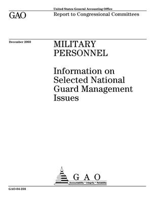 Military Personnel: Information on Selected National Guard Management Issues