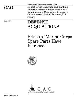 Defense Acquisitions: Prices of Marine Corps Spare Parts Have Increased