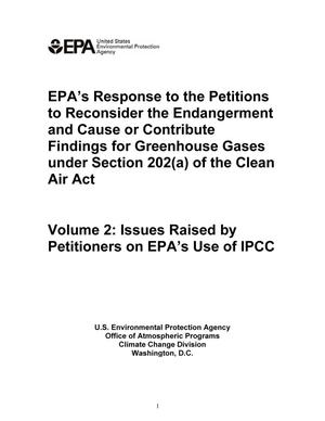 EPA's Response to the Petitions to Reconsider the Endangerment and Cause or Contribute Findings for Greenhouse Gases under Section 202(a) of the Clean Air Act