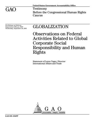 Globalization: Observations on Federal Activities Related to Global Corporate Social Responsibility and Human Rights