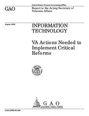 Information Technology: VA Actions Needed to Implement Critical Reforms