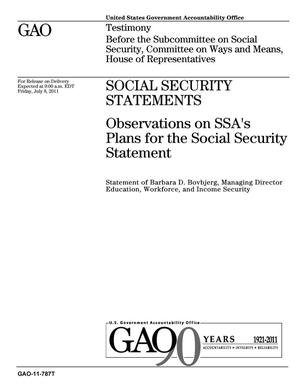Social Security Statements: Observations on SSA's Plans for the Social Security Statement