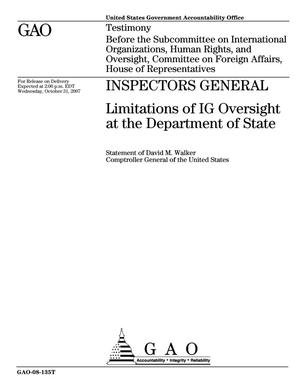Inspectors General: Limitations of IG Oversight at the Department of State