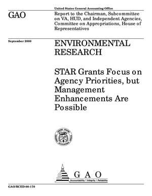 Environmental Research: STAR Grants Focus on Agency Priorities, but Management Enhancements Are Possible