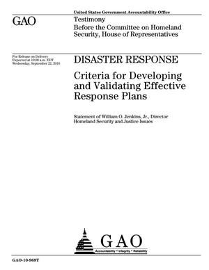 Disaster Response: Criteria for Developing and Validating Effective Response Plans