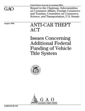 Anti-Car Theft Act: Issues Concerning Additional Federal Funding of Vehicle Title System