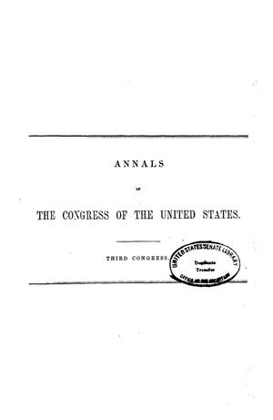 Primary view of The Debates and Proceedings in the Congress of the United States, Third Congress