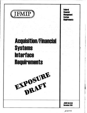 JFMIP: Acquisition/Financial Systems Interface Requirements (Exposure Draft)