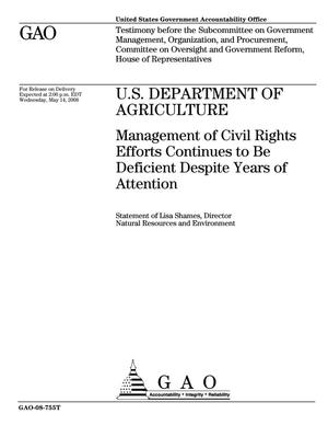 U.S. Department of Agriculture: Management of Civil Rights Efforts Continues to Be Deficient Despite Years of Attention