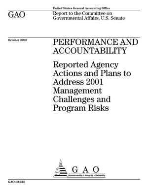Performance and Accountability: Reported Agency Actions and Plans to Address 2001 Management Challenges and Program Risks